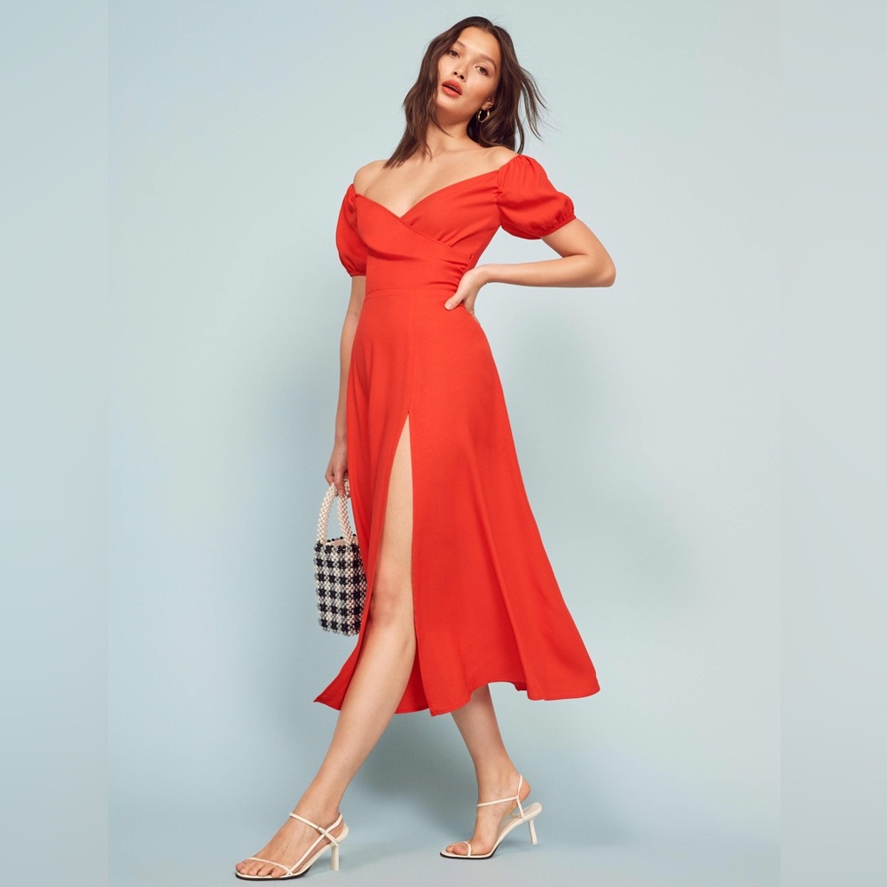 Reformation Red Midi Dress